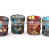 red mosaic votive candle holder