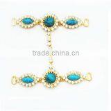 New Design High Quality Gold Plated Alloy Turquoise Bead Shoe Buckle Accessories thumbnail-1