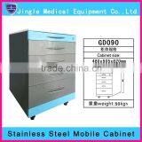 Dental trolley, stainless steel mobile cabinet with ABS trays