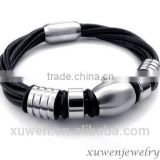 beads charm 316l stainless steel wrap around leather bracelet