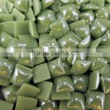 hot popular green color square design engobe coating shining ceramic iron on beads for gift accessory