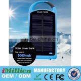 Power Bank Mobile Solar Charger , LED Flashlight Solar Power Bank 4000/8000mah