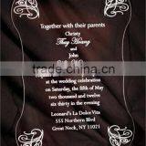 New Design Engraved Acrylic Wedding Invitation 2014
