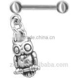 Stainless Steel Cartilage Dangling Owl Earring Body Piercing Jewelry Guage thumbnail-1
