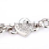18KGP Platinum Plated Crystal Rhinestone Lovers' Heart Women Flower Bangle Bracelet Fashion Jewelry B003 thumbnail-4