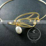 65mm Diameter One End Open 14K Light Gold,silver Butterfly Wing Fresh Water Pearl Charm Wiring Fashion Bangle Bracelet 6490056 thumbnail-6