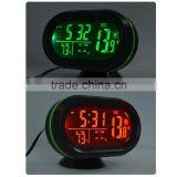 LED Lighted Digital Car Clock Thermometer Auto Dual Temperature Gauge Voltmeter Voltage Tester DC 12-24V thumbnail-5