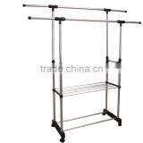 Double Rail Adjustable Portable Clothes Hanger Garment Rack Premium Heavy Duty thumbnail-3