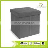 Foldable Storage Ottoman, 15 by 15 by 15-Inch, Grey Suede thumbnail-1