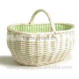 Oval White Willow Shopping Basket With Handle thumbnail-1