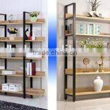 Display Wooden Side Steel Bookshelf,Household Steel - Wood Combination Bookcase thumbnail-4