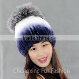 CX-C-02F Lovely Custom Beanie Hat Fashion Handmade Rex Rabbit Fur Hat