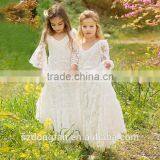 2017 Baby Girl Party Dress Children Frocks Designs Flower Girls White Long Maxi Wedding Dress thumbnail-3