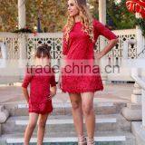 Lace Red Dress Matching Outfits Mother Daughter Party Dress thumbnail-2
