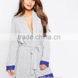 Open Front Design Lightweight Bath Robe,women Lace Trim Robe With Self-tie Belt thumbnail-2