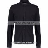 New Fashion Mens' Plain Black Collarless Cotton Shirt Supplier thumbnail-1