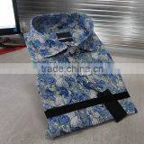Latest Design for Men Blue With White Floral Mens Dress Shirt thumbnail-2