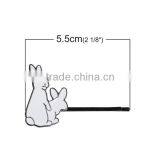 Hair Clips Findings Rabbit Animal Gunmetal White Enamel 55mm x 34mm thumbnail-2