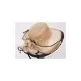 Gold Thread Sinamay Womens Church Hats / 11cm Brim Yellow Straw Braid Edge Hats thumbnail-1