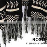 Black Great Star Pattern Woman Cardigan Shawl Style With Fringes Crochet Sweater Pattern thumbnail-6