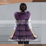 Real Fox Fur Coat , Purple Fox Fur Vest With Hat For Lady thumbnail-3