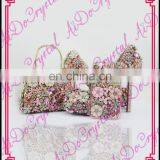 Aidocrystal 2016 Handmade Top Designer Luxury Pink Crystal Italian Party Shoes and Bags for Women