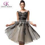 Grace Karin Cap Sleeve Gray Elegant Short Prom Dress CL007581 thumbnail-1
