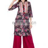 Printed Short Kurta With Beautiful Colors and Tassals in Front for Woman thumbnail-3