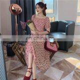 2020 New French Retro Polka Dot Dress Xia Nv Strapless Shoulder Short Sleeve Chiffon Skirt Factory Direct thumbnail-2