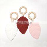 Organic Cotton Leaf Pacifier Beech Wood Baby Teether Ring thumbnail-2