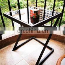 HOT Sell Living Room Table America Style Sofa Side Table Metal Table With Glass Top thumbnail-5