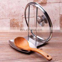 High Quality Stainless Steel Pan Pot Cover Lid Rack Shelf Stand 2 in 1 Kitchen Tool Spoon Rest and Pot Lid Holder thumbnail-5