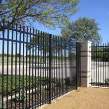 Modern Black Steel Wrought Iron Garden Fence | Minimalist Square Tube Steel Pickets thumbnail-1