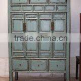 Chinese Antique Blue Wooden Wardrobe & Cabinet thumbnail-1
