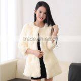 Lady's Rex Rabbit Jacket / Sex White Real Rex Rabbit Fur Coat thumbnail-4