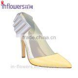 Genuine Leather Pointed Toe Fashion Design Ladies High Heel Shoes With Bowtie Back thumbnail-1
