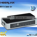 5x1 hdmi switch 501 hdmi v1.4 with ultra hd 2160p and 3d / remote control -black