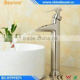 Beelee Unique Waterfall Brushed Nickel PVD Vanity Top Basin Sink Faucet Deck Mounted Mixer thumbnail-2