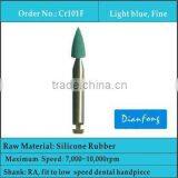 Mini Bullet Shape RA Shank Blue Color Fine Grit Silicone Rubber Dental Tooth Polisher