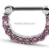 Septum Clicker Nose Rings CZ Gem Ear Piercing Cuff Diath Cartilage thumbnail-1