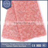 Best sale george guipure lace fabric embroidery stone for wedding dress