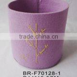 Felt Round Paper Wast Basket With Embroidery Tree thumbnail-2