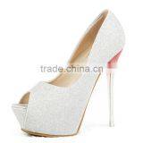 2015 Free Shipping Hot Selling Lady's Sexy High Pumps Wedding Glitter Shoes High Heels Peep Toe Free Shipping thumbnail-4