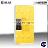 Popular Colorful Steel Locker 9 Door Yellow Key Lock Wardrobe Cabinet Steel Locker Furniture for Clothing Store thumbnail-4