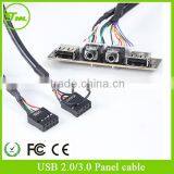 USB2.0*2 Panel Mounted Cable Adding Two Audio AV PCB7420 Port for PC