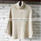 BGA15046 Women Cashmere Pullover Cable Knitting Poncho Sweater