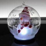 christmas glass inside painting ball xmas ball ,clear glass christmas ball with LED light