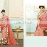 Dark Red Georgette On Fancy Net Saree Online Buy thumbnail-5