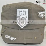 cotton canvas flat top militay hat elastic back army caps hats