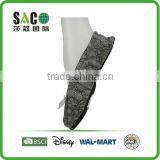 Grey Lace Fabric Pink Bowknot Black Shoe Sole With Anti Women Footie thumbnail-2